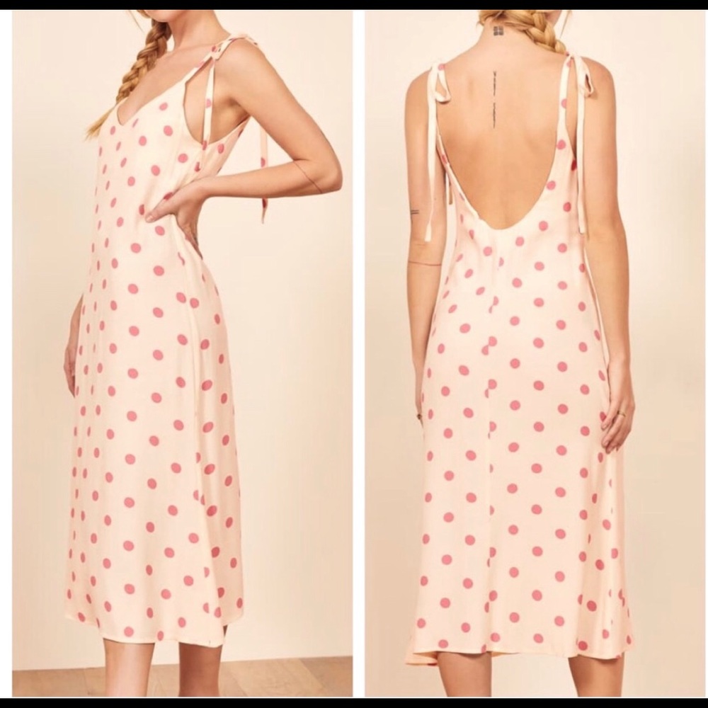 Reformation Polka Dot Jade Midi Dress